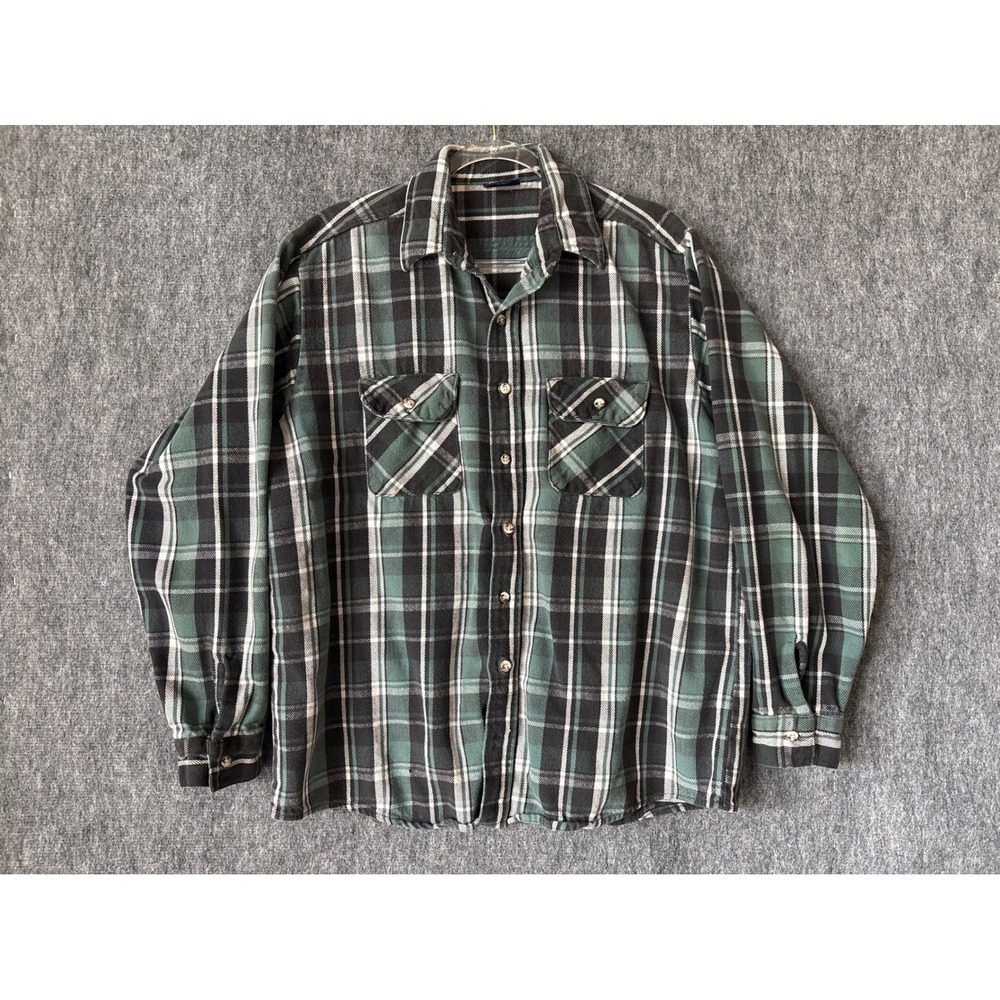 Vintage Dee Cee Green Plaid Flannel Shirt Mens Tallman XL Made in USA Heavyweigh